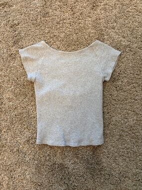 Aerie Grey Ribbed Backless Short Sleeve Top